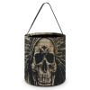 MUSM Skull And Feathers Trick Or Treat Bag Halloween Candy Bag with Handle, Reusable Durable Goodie Bags for Party view 1
