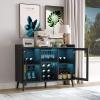 Garvee Modern Wine Bar Cabinet with LED Light, Wood Kitchen Coffee Bar Home Liquor Cabinets with Glass Holder, Doors and Wine Racks Buffet Sideboard with Storage for Living Room view 1