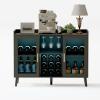 Garvee Modern Wine Bar Cabinet with LED Light, Wood Kitchen Coffee Bar Home Liquor Cabinets with Glass Holder, Doors and Wine Racks Buffet Sideboard with Storage for Living Room view 2