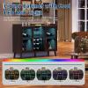 Garvee Modern Wine Bar Cabinet with LED Light, Wood Kitchen Coffee Bar Home Liquor Cabinets with Glass Holder, Doors and Wine Racks Buffet Sideboard with Storage for Living Room view 3