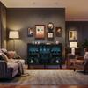 Garvee Modern Wine Bar Cabinet with LED Light, Wood Kitchen Coffee Bar Home Liquor Cabinets with Glass Holder, Doors and Wine Racks Buffet Sideboard with Storage for Living Room view 4
