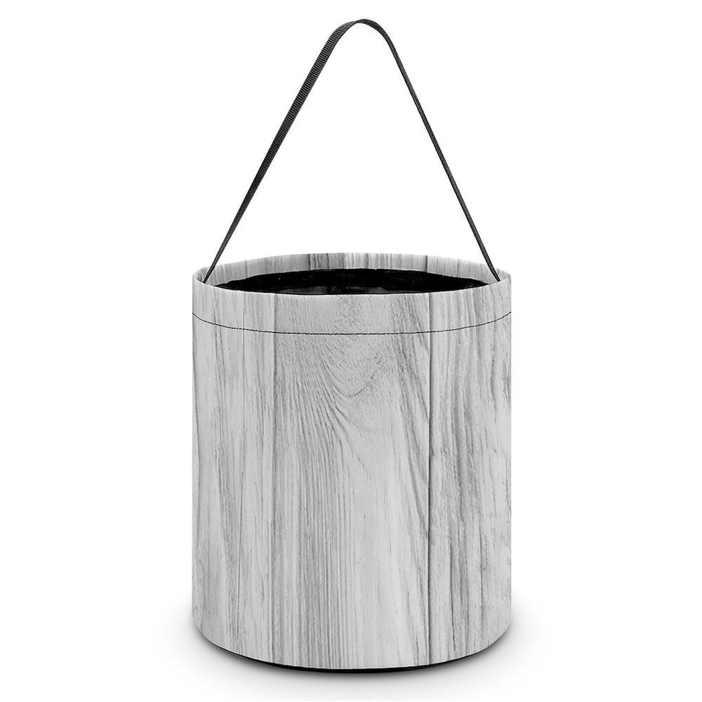 MUSM White Wooden Texture Trick Or Treat Bag Halloween Candy Bag with Handle, Reusable Durable Goodie Bags for Party