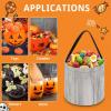 MUSM White Wooden Texture Trick Or Treat Bag Halloween Candy Bag with Handle, Reusable Durable Goodie Bags for Party view 3