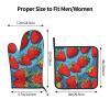 Fresh Strawberries Kitchen Baking Set, Oven Mitts and potholders Set, Heat Resistant Kitchen Cooking Gloves view 3