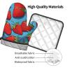 Fresh Strawberries Kitchen Baking Set, Oven Mitts and potholders Set, Heat Resistant Kitchen Cooking Gloves view 4