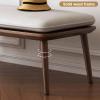 Entryway Bench, Upholstered Dining Bench with Solid Wood Legs Farmhouse Window Bench PU Leather Seat for Living Room Hallway Kitchen view 2