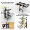 KOMFGT Kitchen Cart with Detachable Basket,Folding Storage Shelves with Handles,Slide Out Utility Cart with Lock Wheels, for Kitchen,Bathroom(Black) view 2