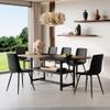 71" Dining Table Set for 6 with Storage Shelf, Modern Rectangular Kitchen Table with 6 PU Leather Chairs, Brown & Black Top with Black Metal Legs for Kitchen, Dining Room, or Office view 2
