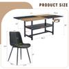 71" Dining Table Set for 6 with Storage Shelf, Modern Rectangular Kitchen Table with 6 PU Leather Chairs, Brown & Black Top with Black Metal Legs for Kitchen, Dining Room, or Office view 3