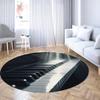 Contemporary Round Area Rug 4ft Black and White Piano Keys Print Non-Slip Low Pile Non Shedding Circle Carpet for Bedroom Outdoor Deck Patio view 1