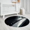 Contemporary Round Area Rug 4ft Black and White Piano Keys Print Non-Slip Low Pile Non Shedding Circle Carpet for Bedroom Outdoor Deck Patio view 2