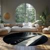 Contemporary Round Area Rug 4ft Black and White Piano Keys Print Non-Slip Low Pile Non Shedding Circle Carpet for Bedroom Outdoor Deck Patio view 3