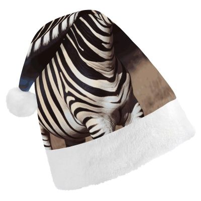JTREHY Animal Zebra Christmas Hat, Warmth Comfortable Soft Christmas Cap,Cute Durable Reusable Santa Hat for Xmas And New Year Holiday Party Supplies