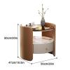 2-Tier Round Nightstand Creative Bedside Table with Tempered Glass Top End Side Table with Drawer and Shelf Night Stand(Light Grey) view 2