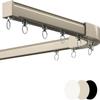 Black Heavy Duty Single/Double Ceiling Track Curtain Rods With 90 Degree Corner Bends Aluminum Alloy Rails For Bedroom Bay Windows Wall And Ceiling Installation(Metallic-Single Track-4M) view 1