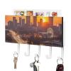 NLGHFTOCO Atlanta City Sunset Landscape Wall Mount Key Holder for Wall Key Rack Decorative Keys Holder on for Wall Adhesive Keys Hanger for Doorway Hallway Entryway view 1