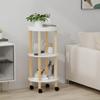 UUGRANDTO 3-Tier Trolley White 15"x15"x32.3" Engineered Wood&Solid Wood Pine Kitchen Dining Trolleys view 1