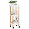 UUGRANDTO 3-Tier Trolley White 15"x15"x32.3" Engineered Wood&Solid Wood Pine Kitchen Dining Trolleys view 3