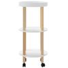 UUGRANDTO 3-Tier Trolley White 15"x15"x32.3" Engineered Wood&Solid Wood Pine Kitchen Dining Trolleys view 4