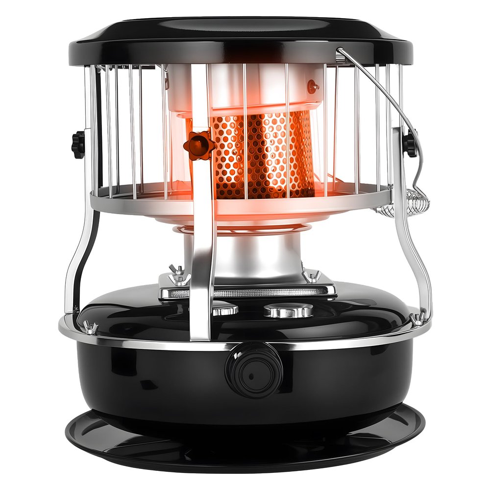Kerosene Heater Indoor 9000 BTU Portable Use Black Cordless Heater for Home Garage and Camping (Black)