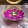 Handcrafted Brass Lotus Diya with Purple Metal Petals | Traditional Indian Pooja Oil Lamp for Mandir, Aarti & Festive Rituals | Elegant Deepak for Diwali, Navratri, and Home Temple Dcor | Set of 1 view 3