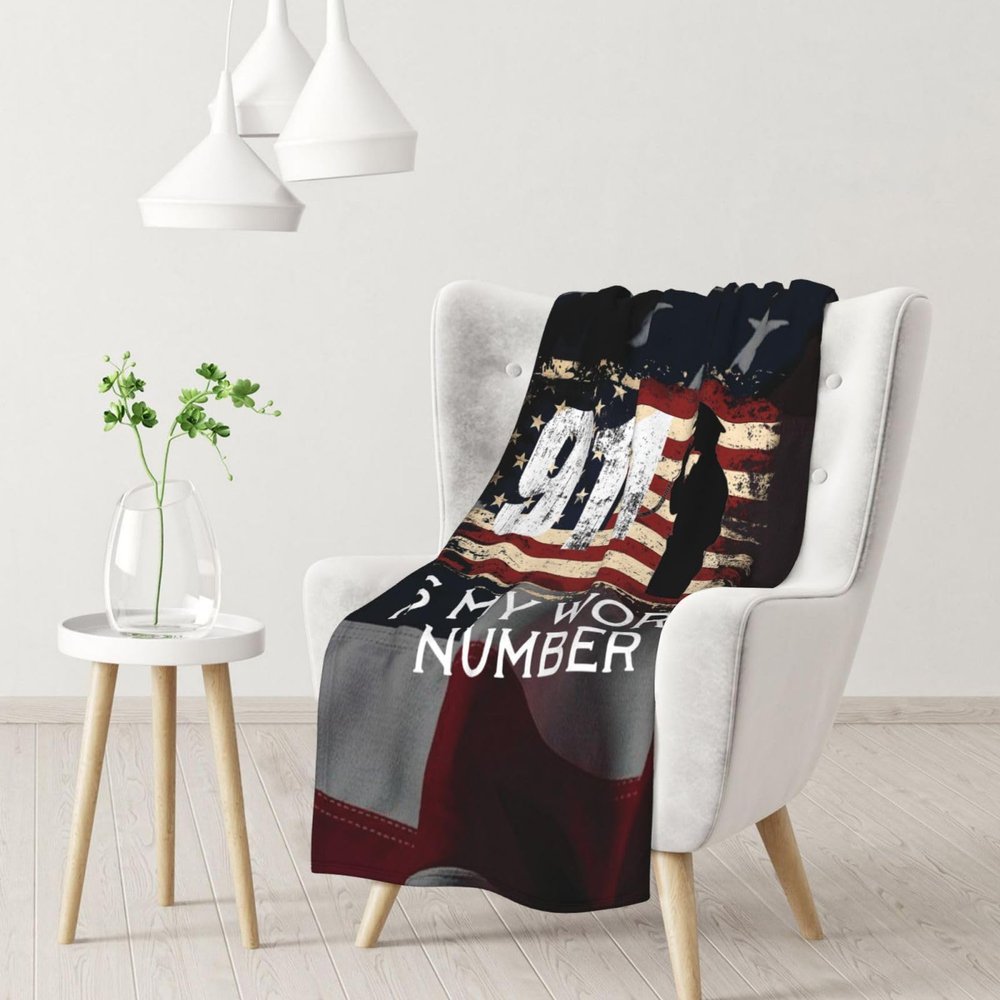 911 is My Work Number 30x40 Super Soft Flannel Blanket Throw for Bed Sofa Great Gift Fall Winter