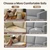 79"Corduroy Couch for Living Room, 3 Seater Couch,21" Extra Deep Seats, Mid Century Modern Oversized Love Seat for Bedroom, Office, Apartment and Small,Solid and Easy to Install (Cream, 79 inch) view 4
