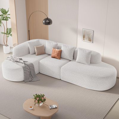 114 Inch Boneless Couches for Living Room,Modern Modular Sectional Sofa with Chaise,L-Shape Cloud Sectional Couch,No Assembly Required,Beige