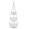 CONGARTENO Heavy Duty Wire Hanging Basket for Kitchen Wall European Style Fruit and Vegetable Storage Organizer with Hooks Silver Decorative Hanging Basket for Fruits Vegetables Cans and view 1