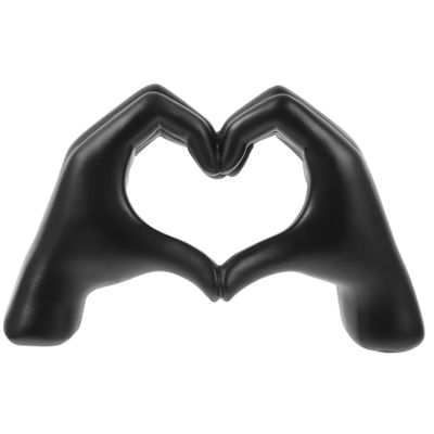 HAKIDZEL Love Heart Hand Gesture Statue Resin Craft Tabletop Decor Abstract Finger Sculpture for Home Office Desktop Shelf Decoration
