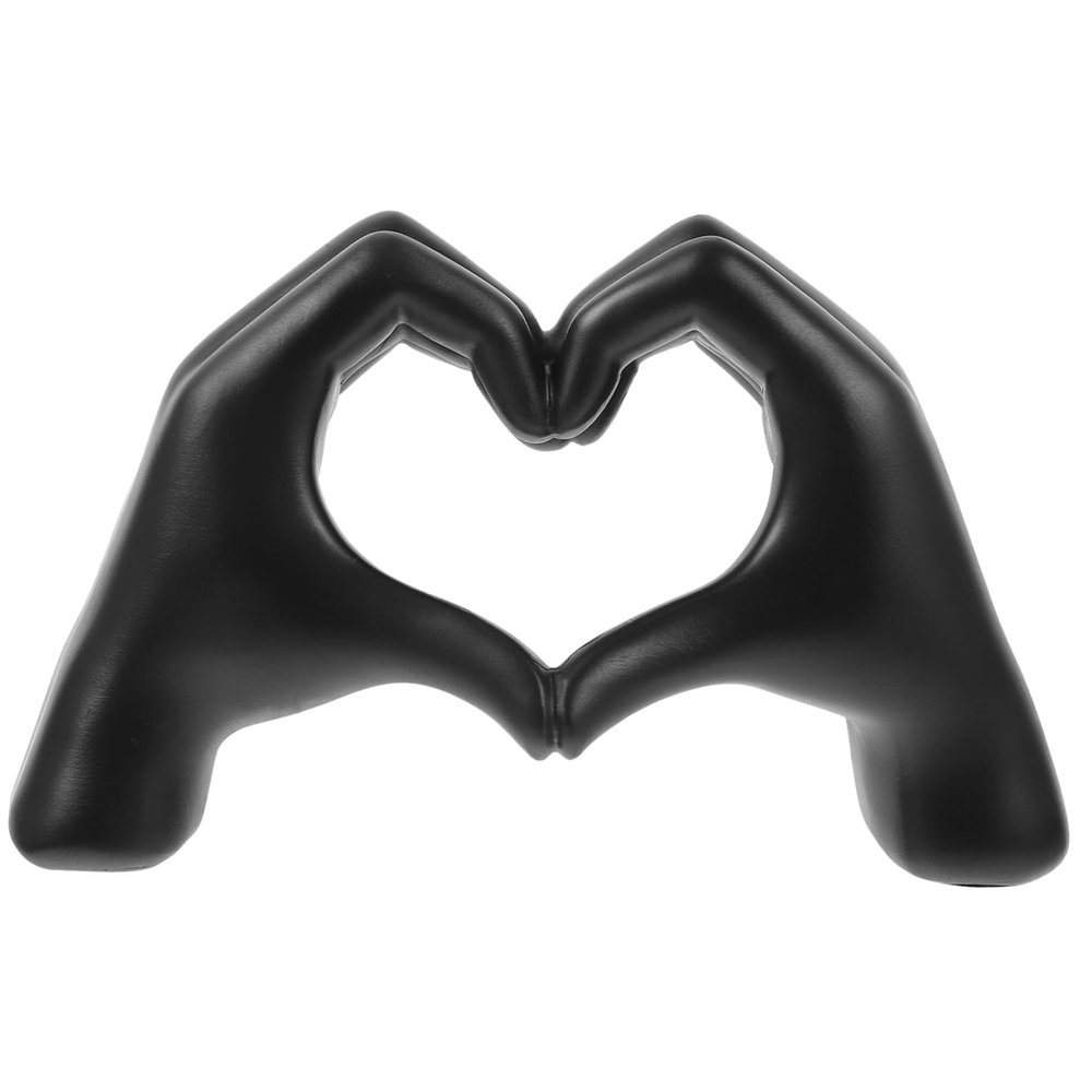 HAKIDZEL Love Heart Hand Gesture Statue Resin Craft Tabletop Decor Abstract Finger Sculpture for Home Office Desktop Shelf Decoration