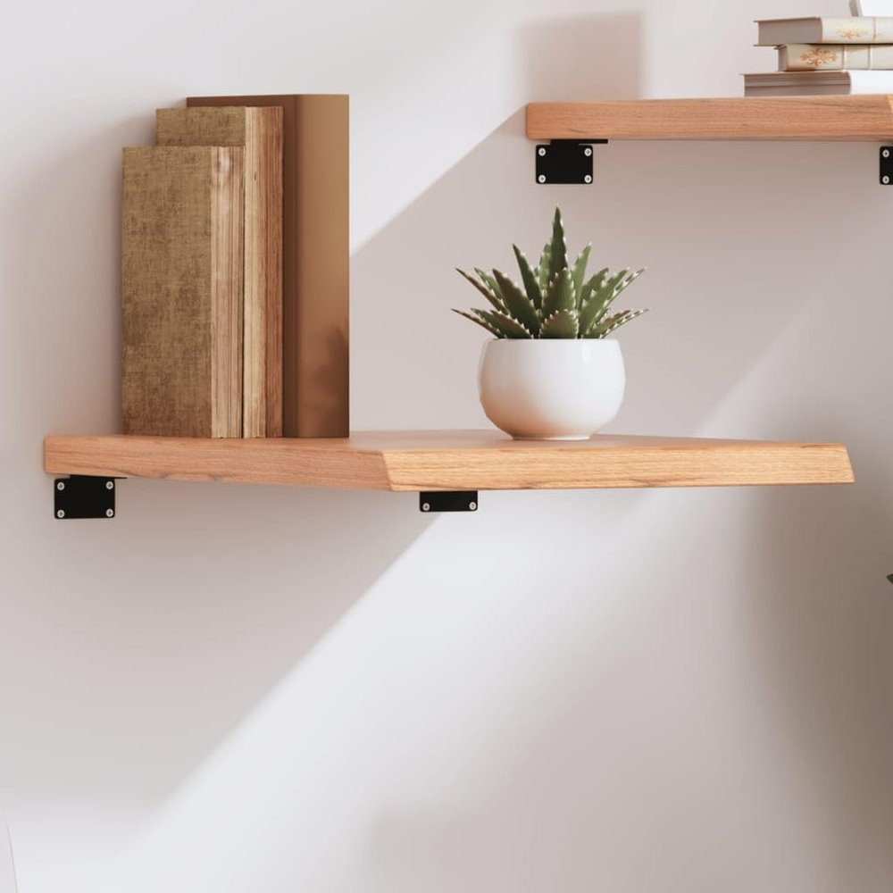 AMBERARD Wall Shelf Light Brown Solid Oak Wood 23.6 in x 15.7 in Durable Home Dcor Accents Floating Shelves