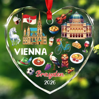 Customized Year/Name Vietnam Trip Memories Ornament Gift for Trip Lover, Personalized Vietnamese Travel Souvenir Glass Ornaments Christmas 2026, Vietnam Landmark Ornament Gift for Vacation Birthday
