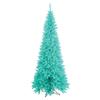 Pemberly Row 108" Slim Fir Artificial Christmas Tree, Aqua Blue PVC Tips, Prelit with 700 Aqua LED Lights, Hinged Branches, Metal Stand, 9 ft Tall Festive Holiday Decor view 1