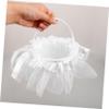 CONGARTENO Romantic White Wedding Flower Basket with Bowknot Decorative Rustic Flower Girl Basket for Petals Candy Storage Banquets and Special Events view 2