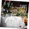 CONGARTENO Romantic White Wedding Flower Basket with Bowknot Decorative Rustic Flower Girl Basket for Petals Candy Storage Banquets and Special Events view 4