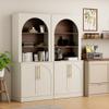 Anbuy Storage Cabinet, Sideboard Buffet Cabinet with Hutch, Kitchen Pantry Organizer Bar Cabinet with Shelves, Trophy Display Arched Cabinet for Living Room (Beige Arched, 2 Pieces) view 1