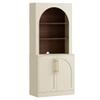 Anbuy Storage Cabinet, Sideboard Buffet Cabinet with Hutch, Kitchen Pantry Organizer Bar Cabinet with Shelves, Trophy Display Arched Cabinet for Living Room (Beige Arched, 2 Pieces) view 4