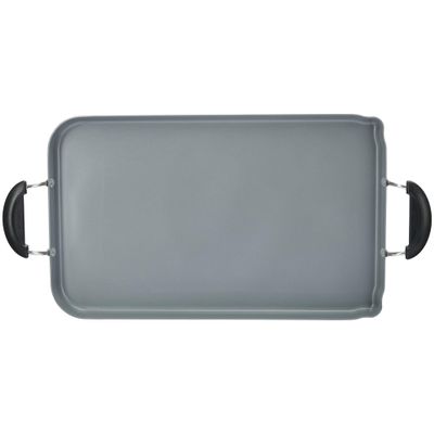 GoodCook Everyday Double Griddle Pan Ceramic Nonstick Aluminum Construction for Even Heating Non-Toxic PTFE & PFOA Free, 18x11-Inch, Rectangular, Black