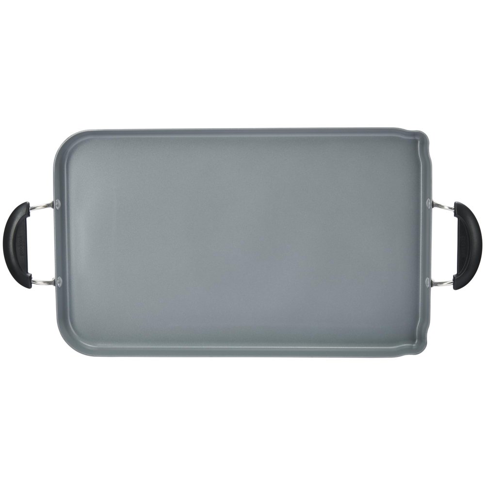 GoodCook Everyday Double Griddle Pan Ceramic Nonstick Aluminum Construction for Even Heating Non-Toxic PTFE & PFOA Free, 18x11-Inch, Rectangular, Black