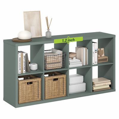 Furinno Cubicle 8-Cube Book Shelf, Extra Thick Frame Bookshelf, Sage Green