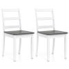 GIANTEX Dining Chairs, Wooden Armless Kitchen Chairs with Solid Rubber Wood Legs, Farmhouse Ladder Back Dining Chairs for Dining Room (2, White+Gray) view 1