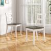 GIANTEX Dining Chairs, Wooden Armless Kitchen Chairs with Solid Rubber Wood Legs, Farmhouse Ladder Back Dining Chairs for Dining Room (2, White+Gray) view 3