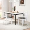 GIANTEX Dining Chairs, Wooden Armless Kitchen Chairs with Solid Rubber Wood Legs, Farmhouse Ladder Back Dining Chairs for Dining Room (2, White+Gray) view 4