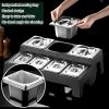 USZWBY Pizza Topping Station, Stainless Steel Food Prep Station With Removable Containers, Commercial Spice Rack Set For Salad Bar Nacho Bar Grill Table (12 Grids/15cm Silver) view 4