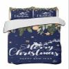 BketraquerC Twin XL Quilt Set, Happy New Year Merry Christmas Lightweight Soft Microfiber Summer Bedspread Coverlet with 2 Pillow Shams, Eucalyptus Leaves Blue 3 Piece Bedding Set for All Seasons view 1