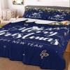 BketraquerC Twin XL Quilt Set, Happy New Year Merry Christmas Lightweight Soft Microfiber Summer Bedspread Coverlet with 2 Pillow Shams, Eucalyptus Leaves Blue 3 Piece Bedding Set for All Seasons view 2