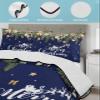 BketraquerC Twin XL Quilt Set, Happy New Year Merry Christmas Lightweight Soft Microfiber Summer Bedspread Coverlet with 2 Pillow Shams, Eucalyptus Leaves Blue 3 Piece Bedding Set for All Seasons view 4