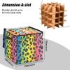 SyXIOP High Capacity Christmas ornament organizer Holds Up to 64, Adjustable Dividers, Zippered Top, Two Handles foldable christmas tree ornament with Lid,Chic Rainbow Leopard Print view 3