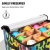 SyXIOP High Capacity Christmas ornament organizer Holds Up to 64, Adjustable Dividers, Zippered Top, Two Handles foldable christmas tree ornament with Lid,Chic Rainbow Leopard Print view 4